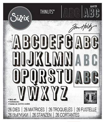 Sizzix • Tim Holtz Thinlits Die Set Alphanumeric Shadow Upper 26pcs